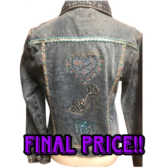 Pamynthia Designs Jackets & Blazers - Silver Heel Floral Diva Jean Jacket